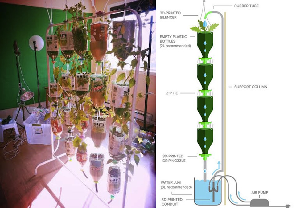 3Dponics hydroponics system for space farming